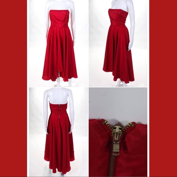 ALLISON PARRIS WOMENS RED STRAPLESS CHARM GOWN - Picture 4 of 5
